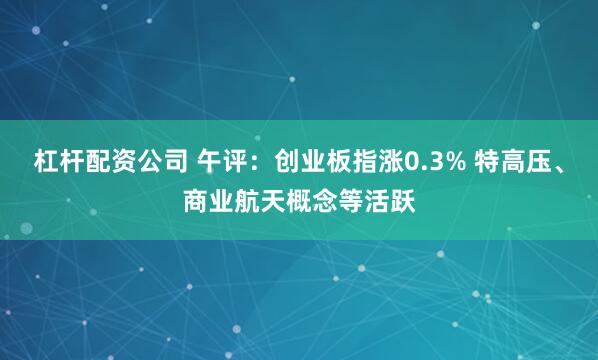 杠杆配资公司 午评：创业板指涨0.3% 特高压、商业航天概念等活跃